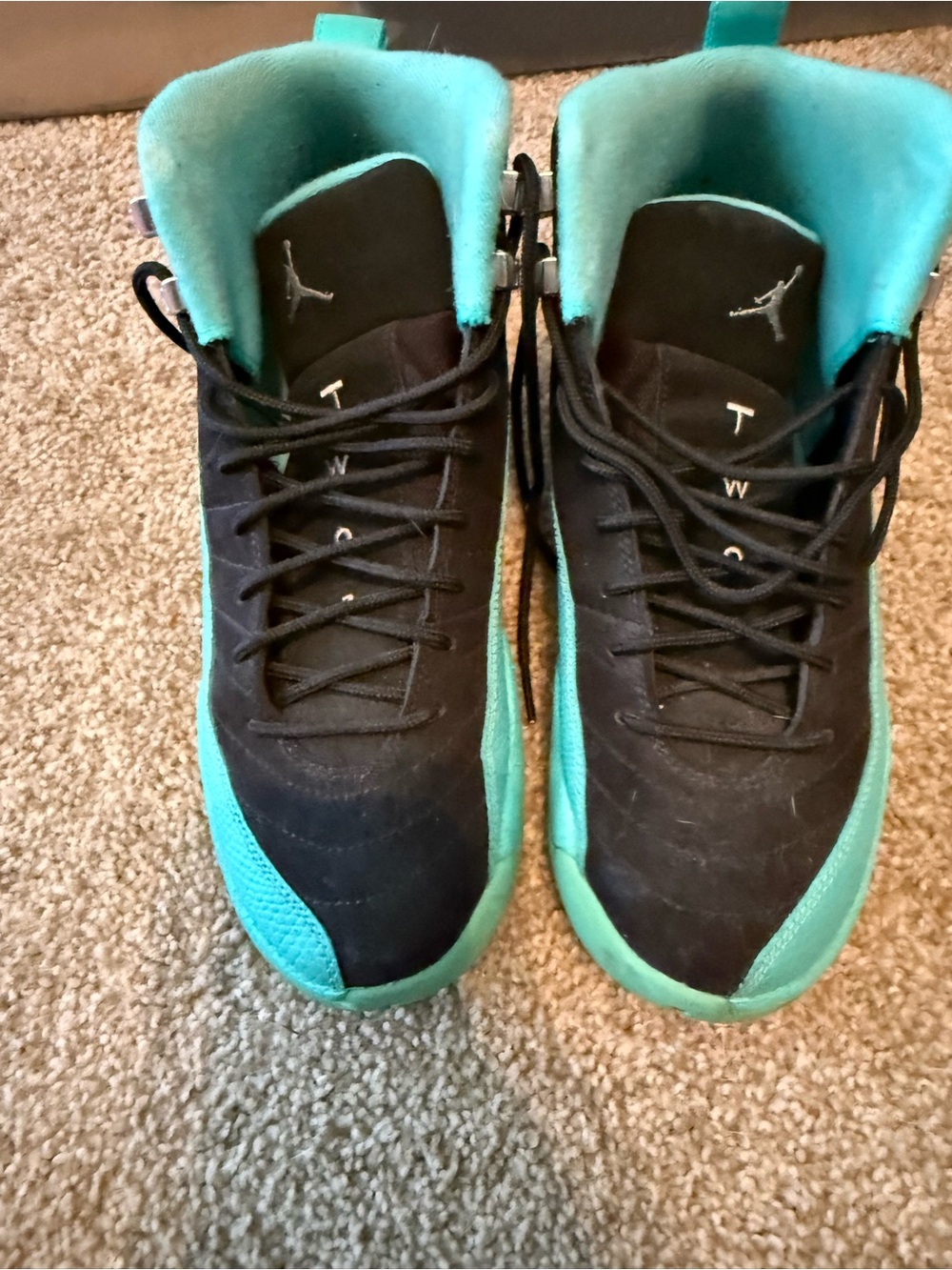 Jordan Kids Black and Teal Mid-Top Sneakers